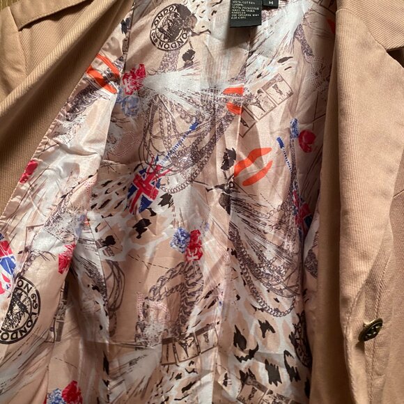 Twiggy London Military Jacket Blazer 100%Cotton Twill Metal Button Tan sz Medium - Picture 6 of 6